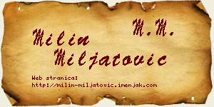 Milin Miljatović vizit kartica